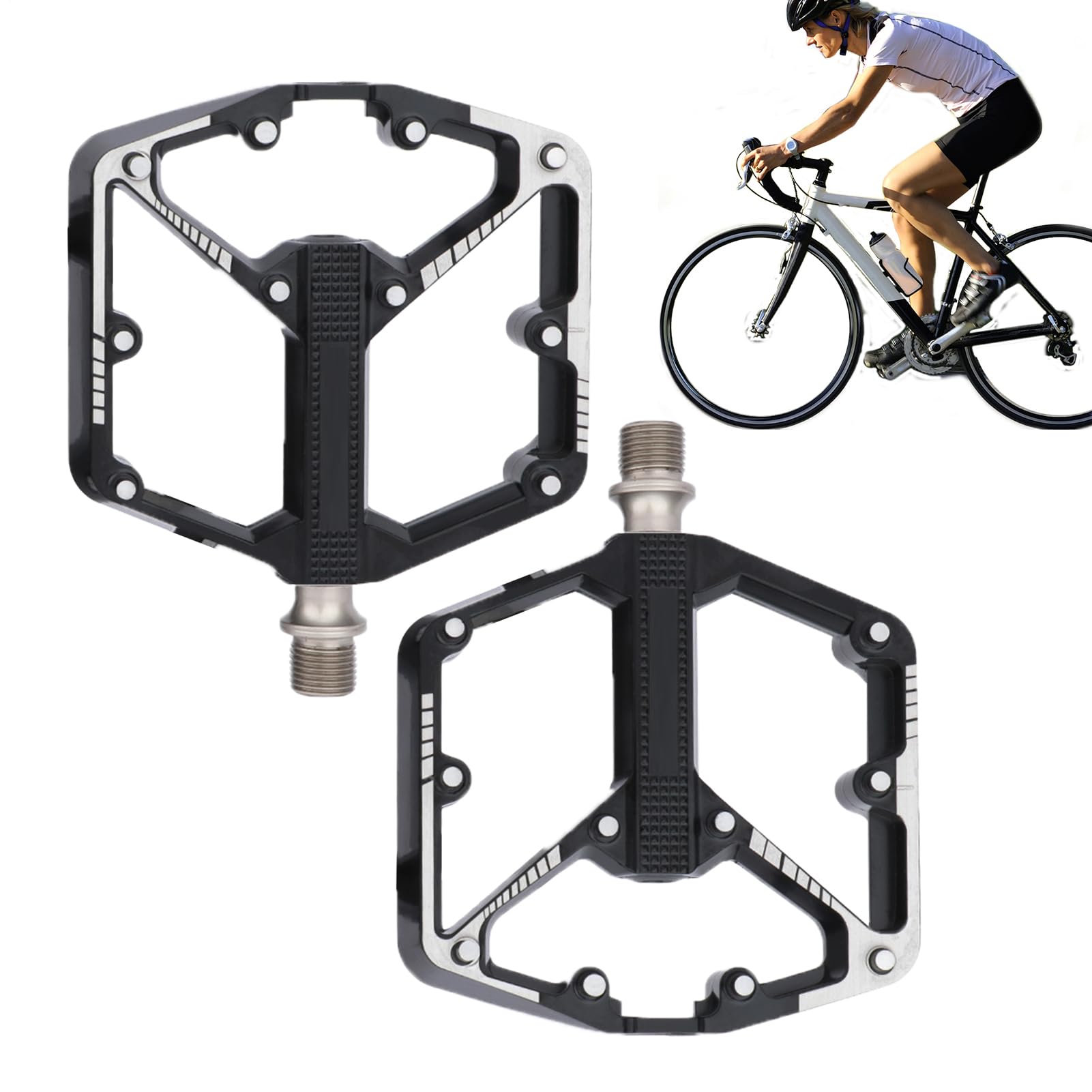 Pedales De Carretera | Rodamientos Suministros De Ciclismo Ligeros | Pedales Con Puntas Antideslizante | Para Hombres Mujeres Entrenamiento Al Aire Libre Ejercicio Viaje