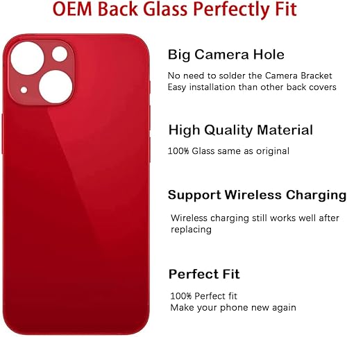 Miniatura 9 de Perzework Reemplazo de vidrio trasero OEM para iPhone 13 de 6.1 pulgadas (azul) todos los portadores con adhesivo preinstalado y kits de
