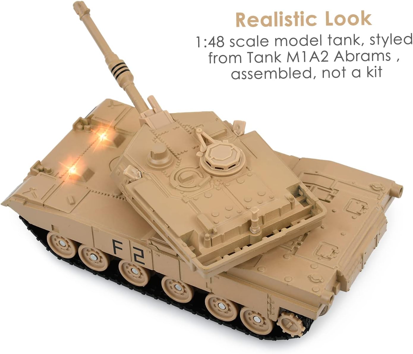 DS. DISTINCTIVE STYLE 1/48 Scale Metal Tank Model M1A2 Abrams Main Battle Tank Toy Plastic Model with Sound and Light