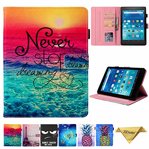 Kindle Fire HD 8 Case - JZCreater Folio PU Leather Smart Case Cover