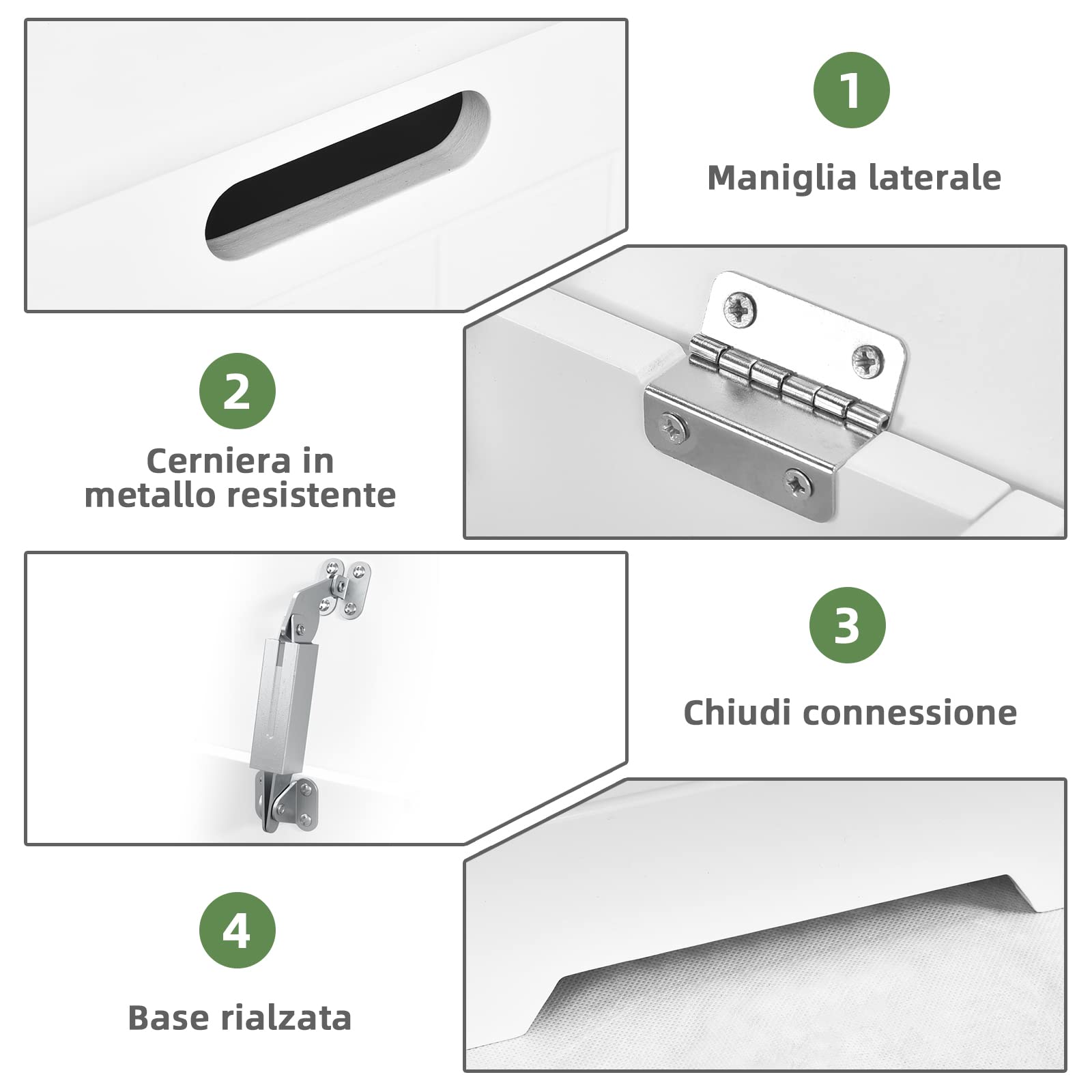 COSTWAY 34 L Mobile Portabiancheria per Bagno, Cesto Organizzazione Lavanderia in Legno, in Stile Moderno, 30 x 30 x 61 cm, Bianco (Senza Borsa Interna)