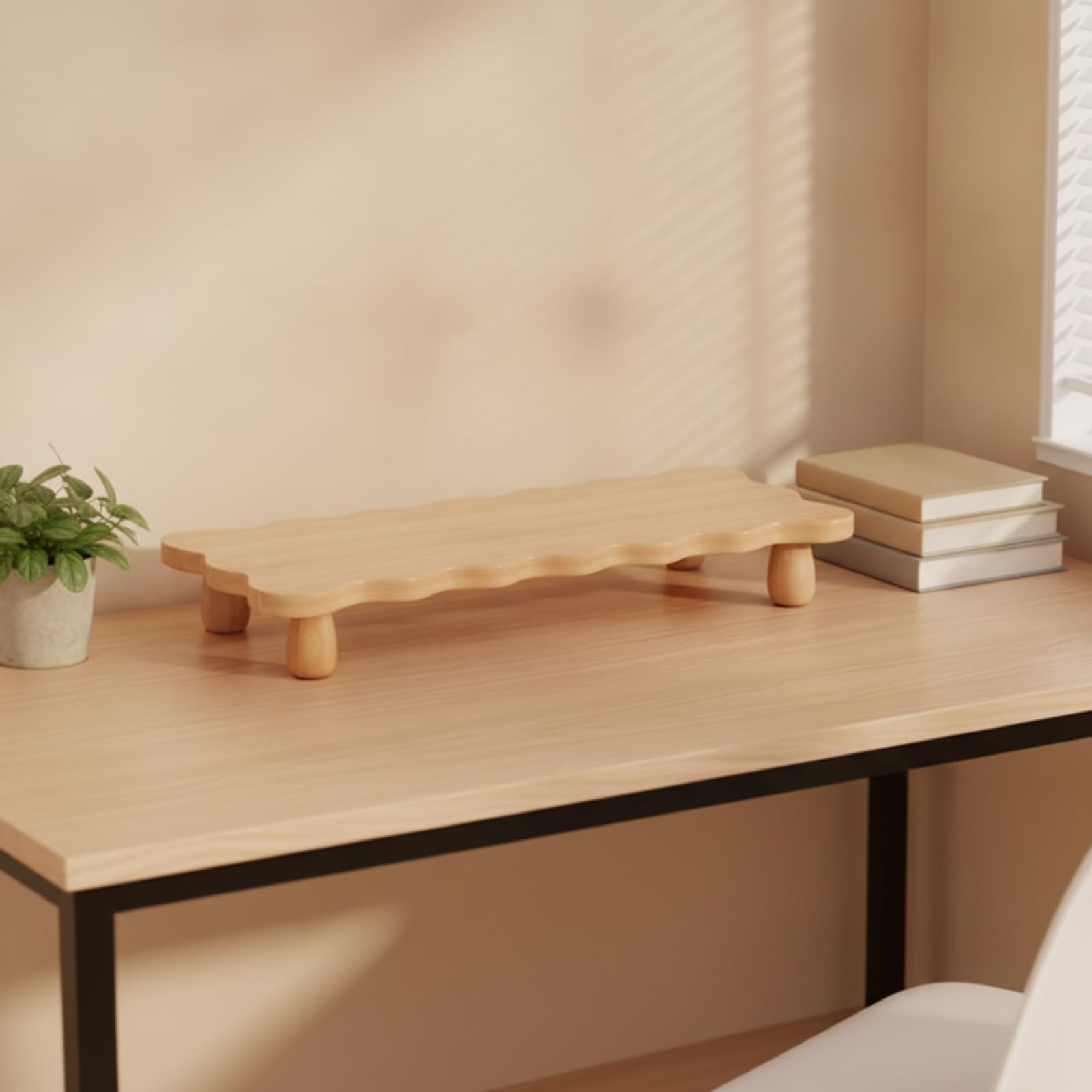 Rialzo da Scrivania a Forma di Linee Morbide Salvaspazio Supporto Ergonomico Arredo per Professionisti , 60 X 20 Cm