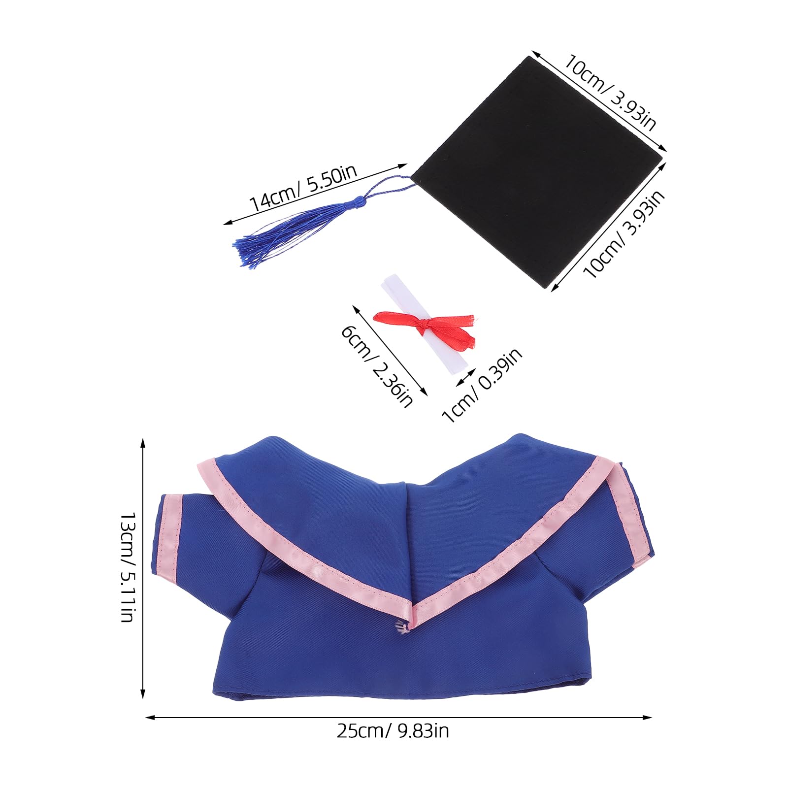 LOGOFUN Graduation Plush Bear Outfit with Red Cape Tassel Cap and Certificate DIY Stuffed Animal Costume Accessories Class of 2025 Party Favor Blue Pink