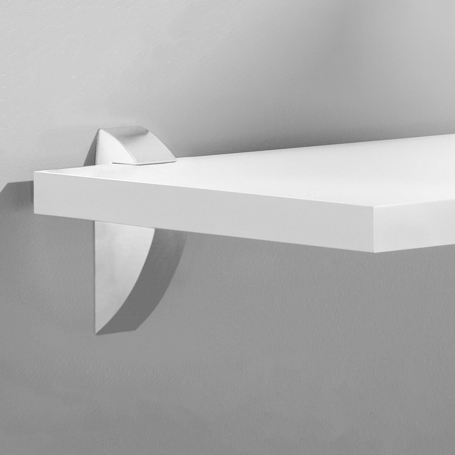 Sturdy Shelf and Bracket Kit Sturdy Stylish Supports - Ideal Bathroom or Bedroom Shelves (White Shelf - Silver Clip Maxi Bracket - 17.7 x 11.8 in)