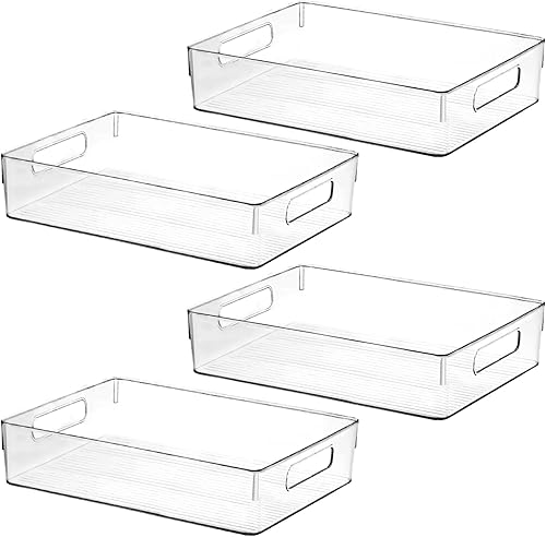 Contenedores grandes de plástico transparente, organizadores de despensa y contenedores de almacenamiento, contenedores organizadores de nevera para