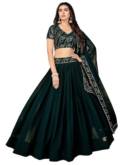 Women's Georgette Semi-stitched Lehenga Choli Set