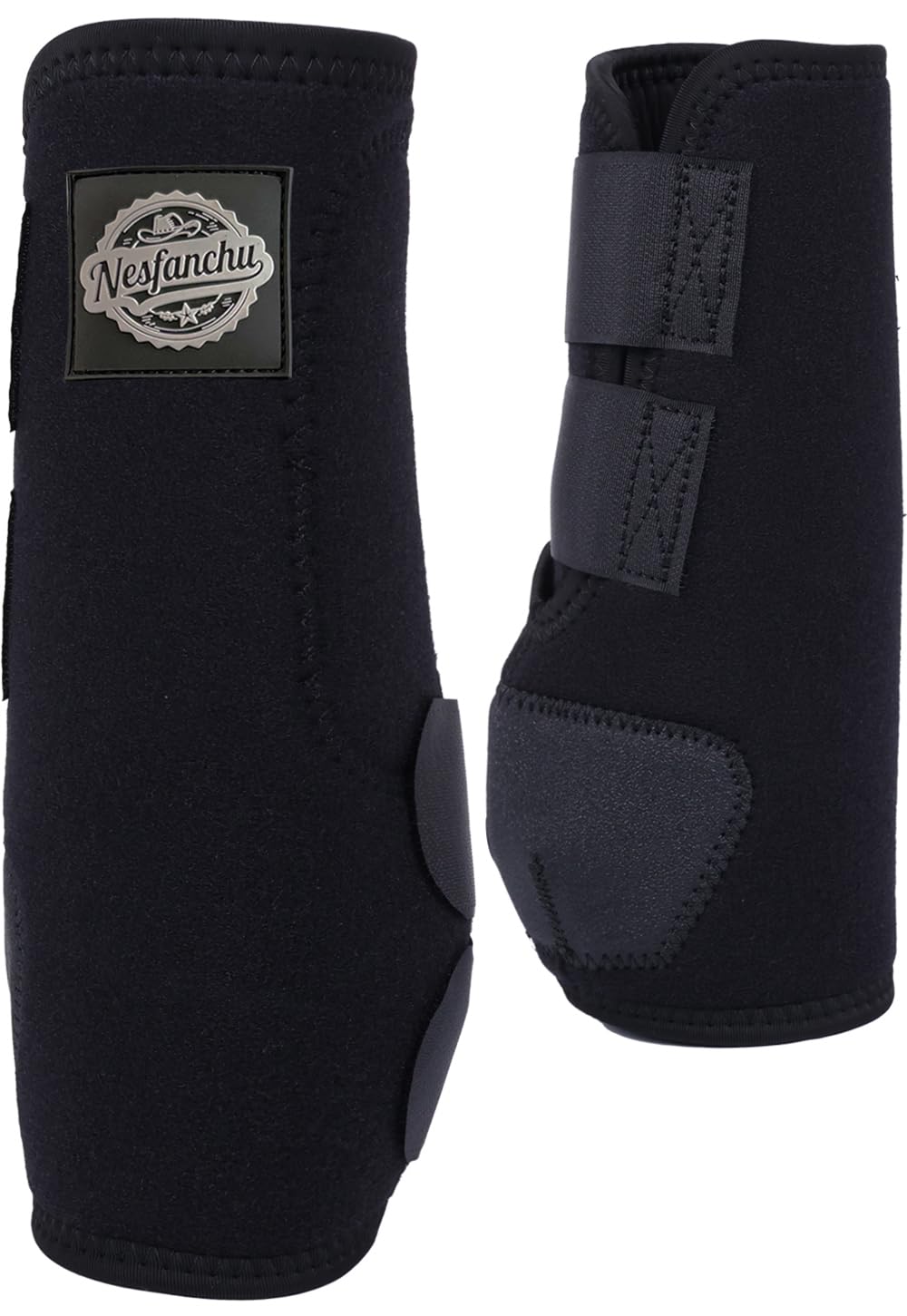 Botas protectoras para caballos de medicina deportiva, protección y amortiguador, adecuadas para entrenamiento de salto y senderos, 2 unidades, diseño de material transpirable (negro