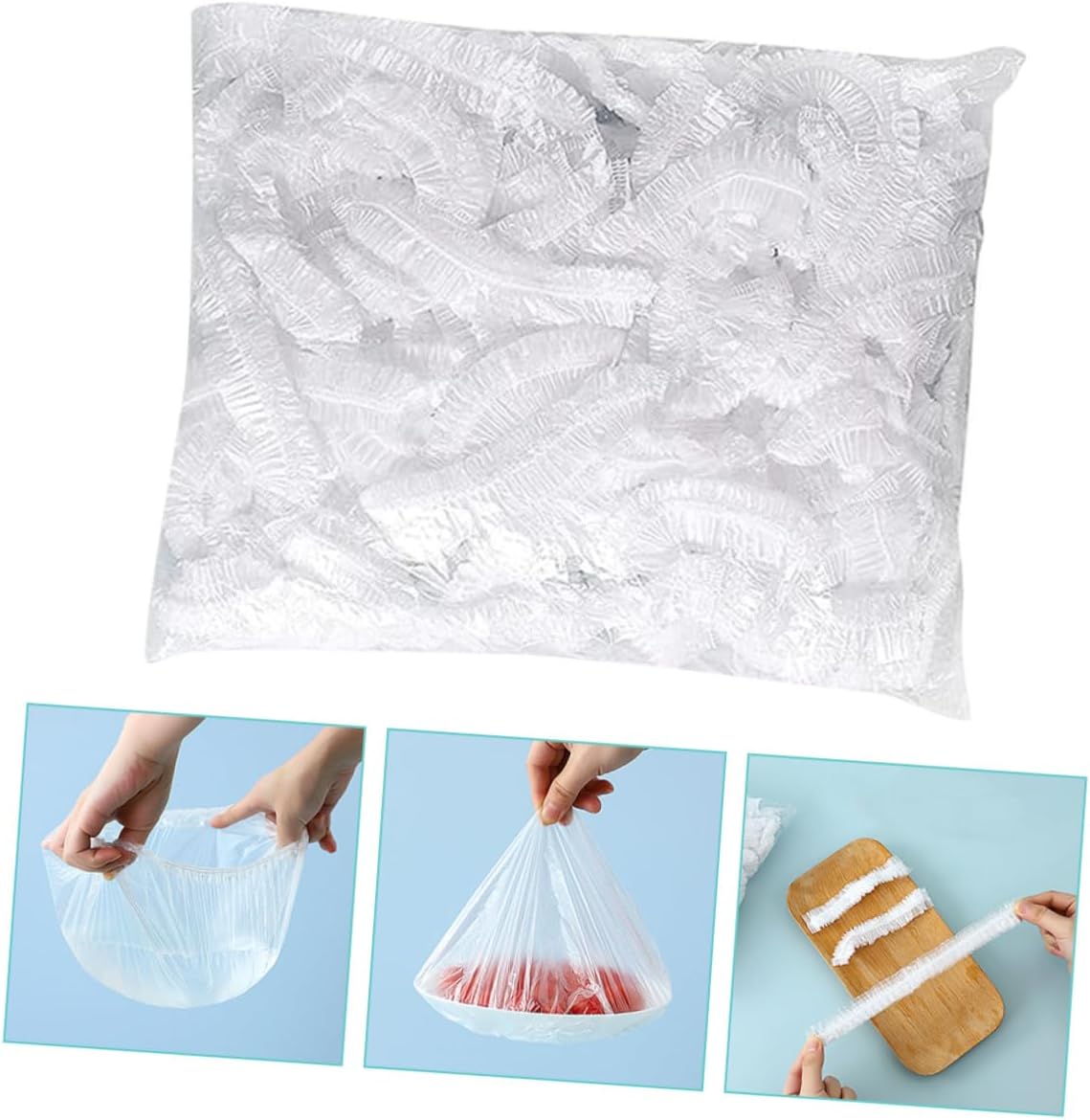 6-Pack Elastic Food Storage Covers Reusable Plastic Bowl Sealing Lids Fresh-keeping Food Wraps for Refrigerator Dishwasher Safe for Leftovers and Meal Prep