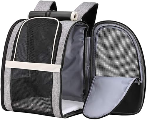 Miniatura 7 de Texsens Mochila transportadora para mascotas para gatos pequeños y perros, diseño ventilado, correas de seguridad, soporte de hebilla, plegable,