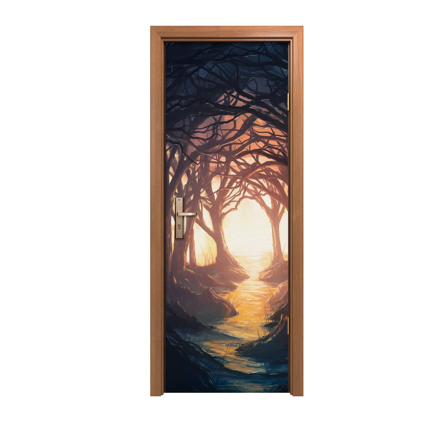 Autocollant de porte forêt 70x200cm à haute adhérence pour design mural