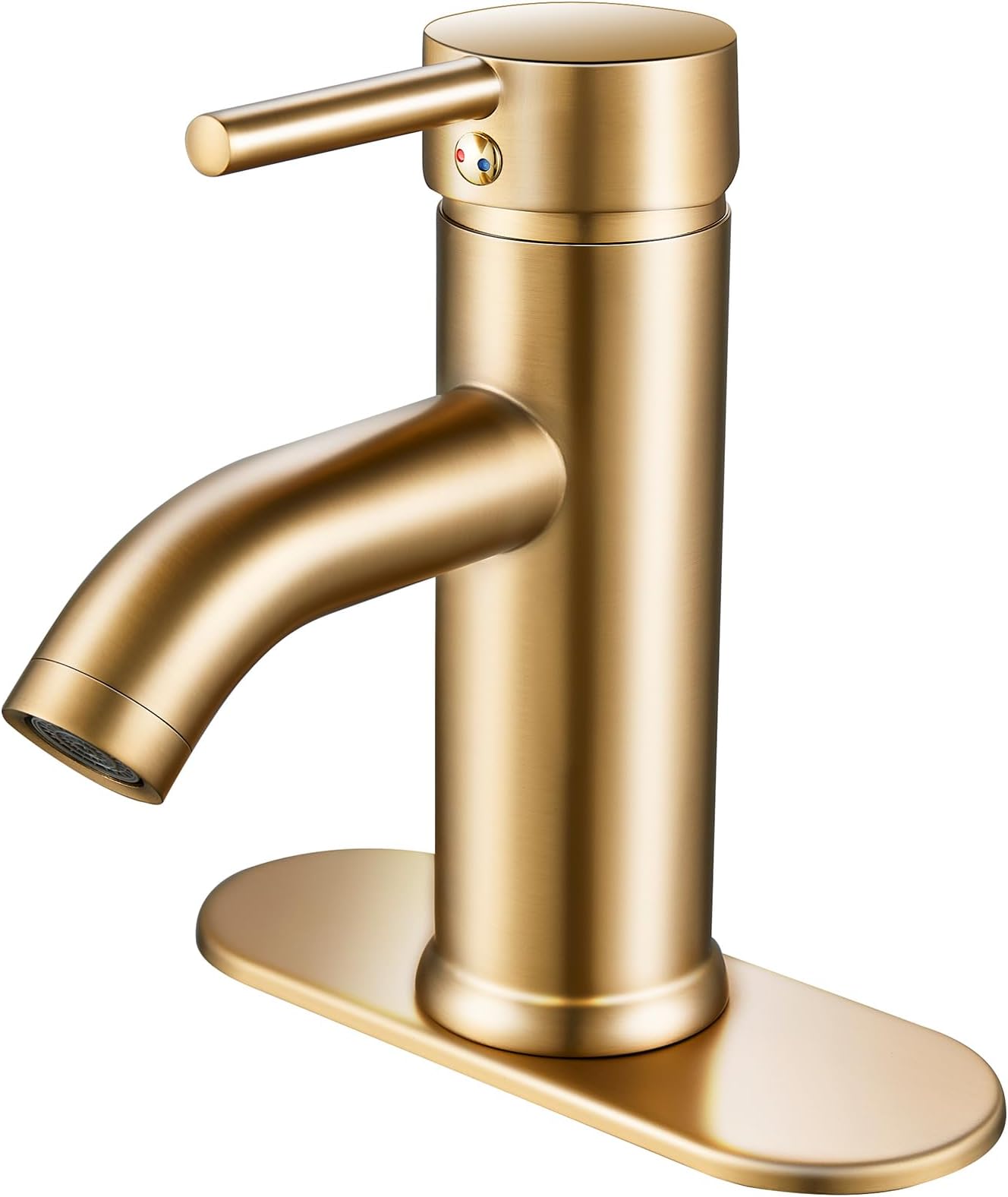Brushed Gold Single Handle Bathroom Faucet and Overflow Pop Up Drain ...