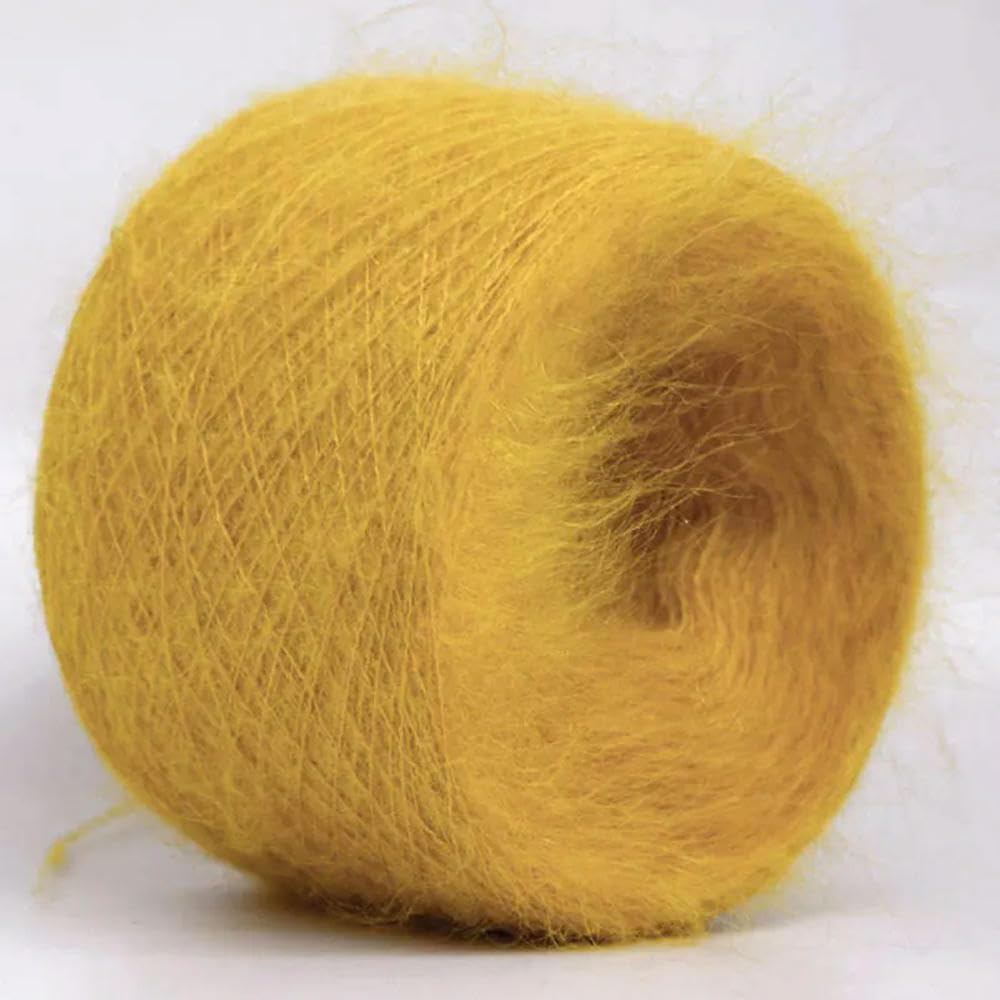 Hand Knitting Hilo， Hilo de Lana de Mohair Natural, Suave y Fino, 250g, Felpa orgánica Saludable, Tejido a Mano, Hilo de Ganchillo Fino(1)