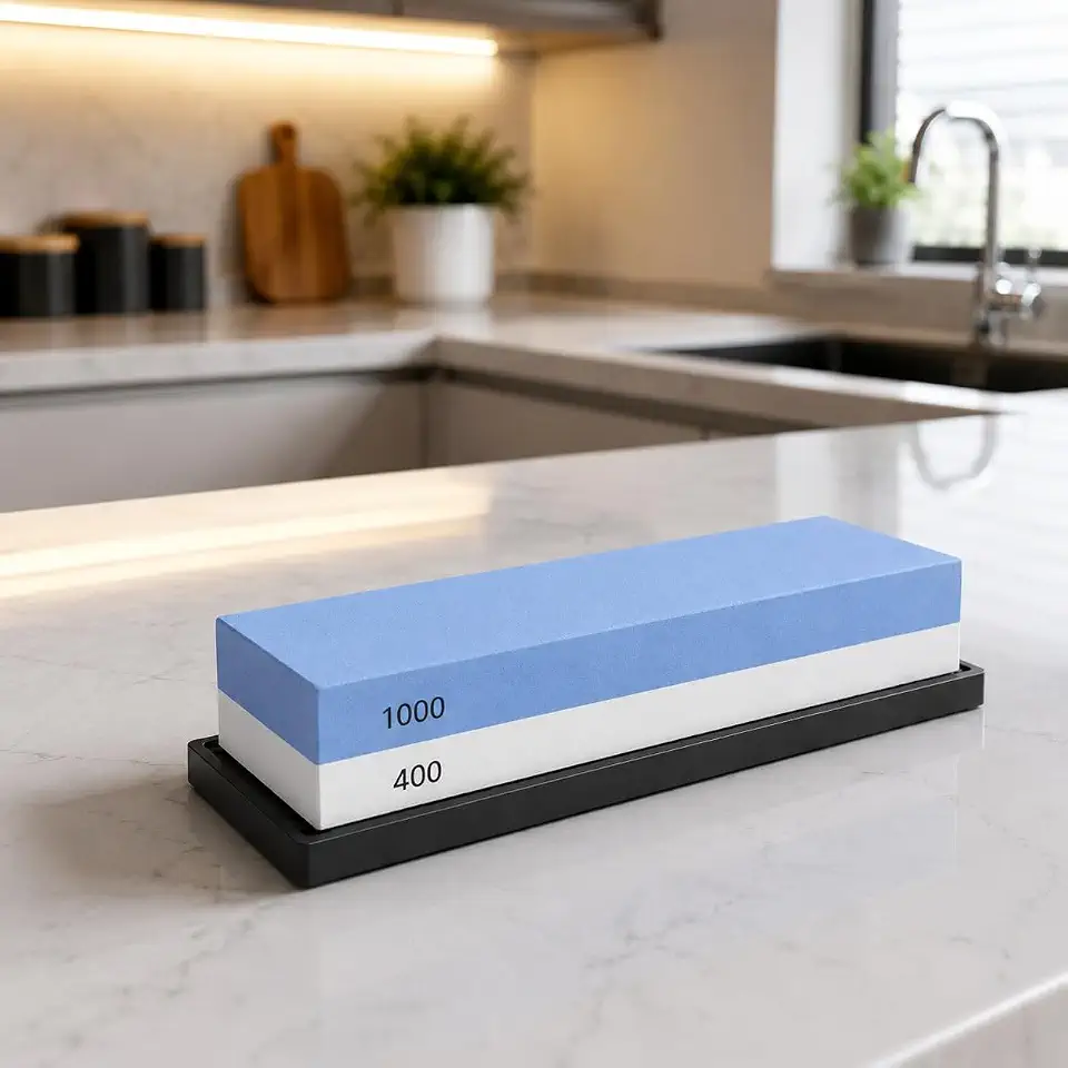 Pedra de Amolar Dupla Face 400/1000 para Facas de Cozinha – Afiador Profissional em Corindon, Alta Durabilidade e Eficiência – Ideal para Uso Doméstico e Chef Premium