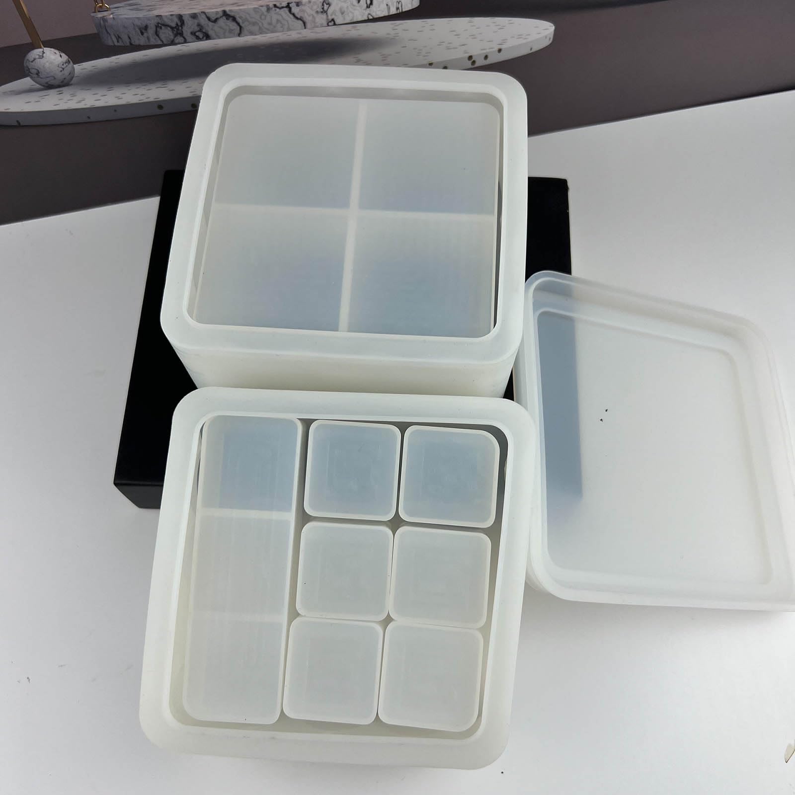 Forma di resina epossidica di cristallo rossetto scatola di immagazzinaggio stampo in silicone a specchio fatto a mano gioielli desktop organizzazione attività artigianale per la produzione di