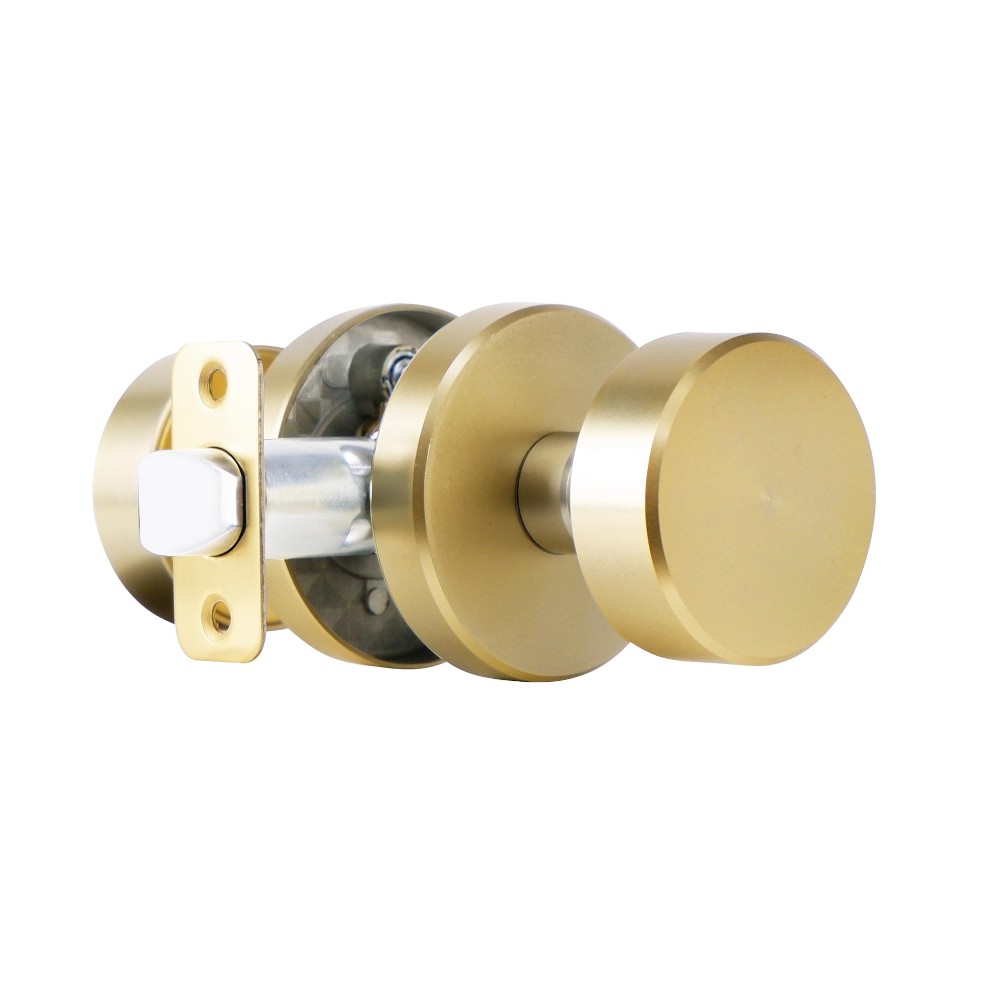 Passage Door Knobs Interior,Heavy Duty Round Door Handle for Closet,Gold Door Knobs for Closet,Stain Brass