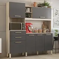Armário de Cozinha 6 Portas 2 Gavetas Select Demobile Avena Grafito