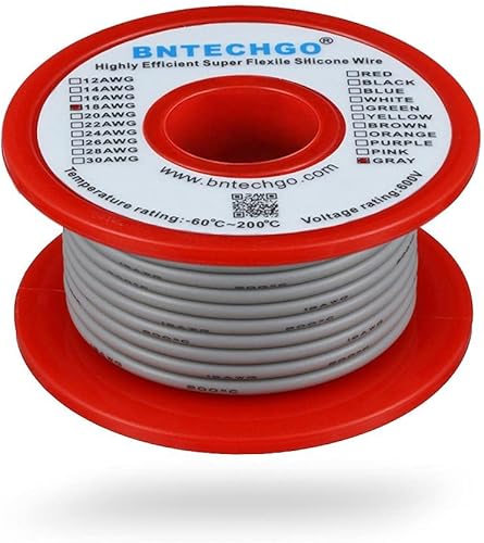 Vista 204 de Bntechgo 18 alambres de silicona suave y flexible, silicona resistente a altas temperaturas, altamente eficiente 18 AWG calibre, 150 hilos