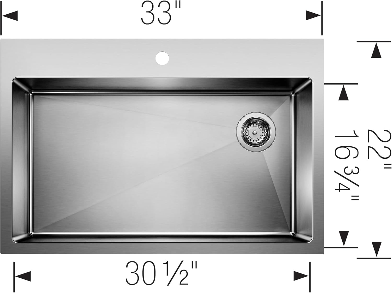 Greatest Product BLANCO 524221 Quatrus Stainless steel 1-Hole Drop-in or undermount Single Bowl Kitchen Sink, 33 L x 22 W x 9 D, Satin Hottest Sales BLANCO 524221 Quatrus Stainless steel 1-Hole Drop-in or undermount Single Bowl Kitchen Sink, 33 L x 22 W x 9 D, Satin