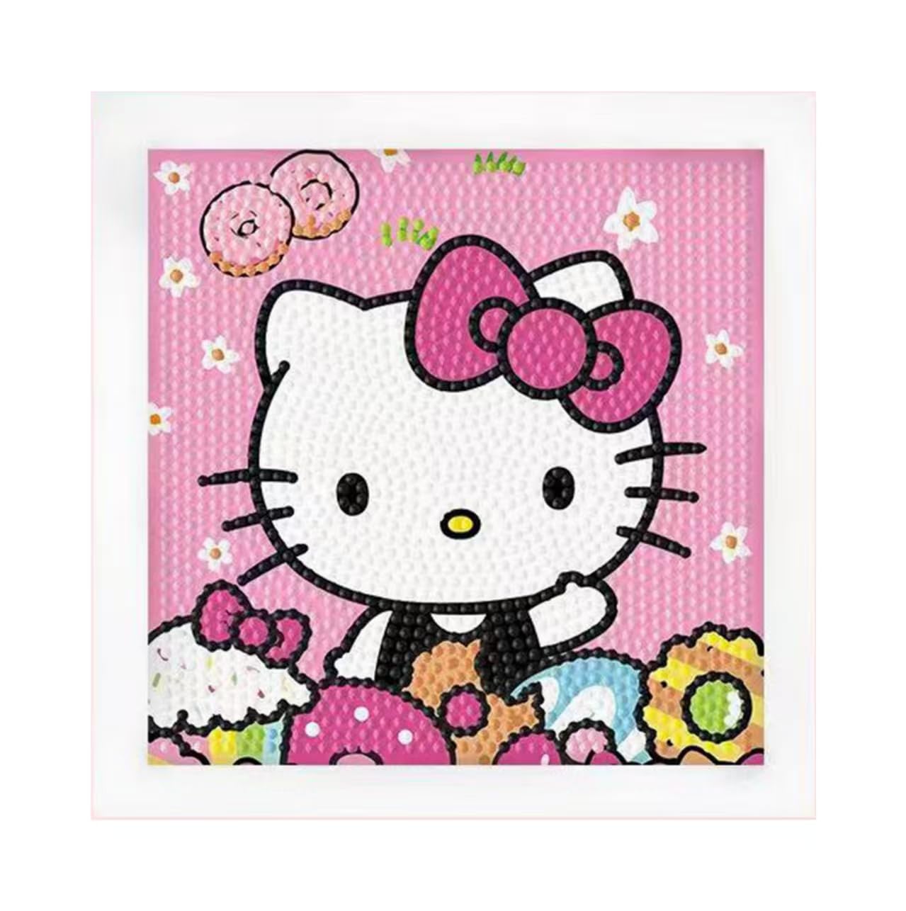 Hupalun Diamond Art Painting Kits for Kids, Kitty Diamond Art for Kids Ages 4-8-12, Hello Kitty Gem Kit Crafts Beginners with Frame for Gift Home Wall