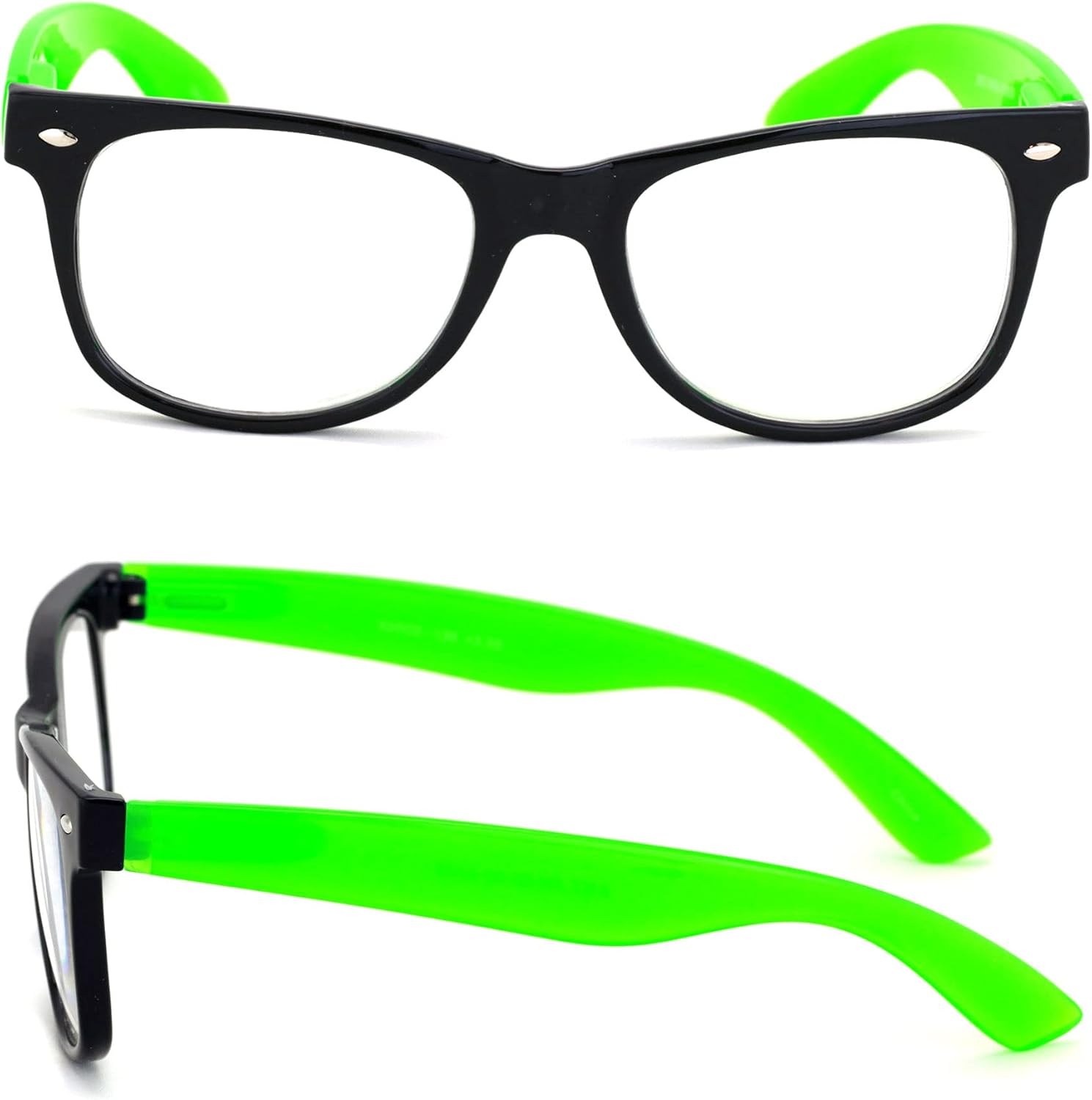V.W.E. 2 Pairs Transparent Neon Color Deluxe Reading Glasses - Comfortable Stylish Simple Readers Magnification - Image 2