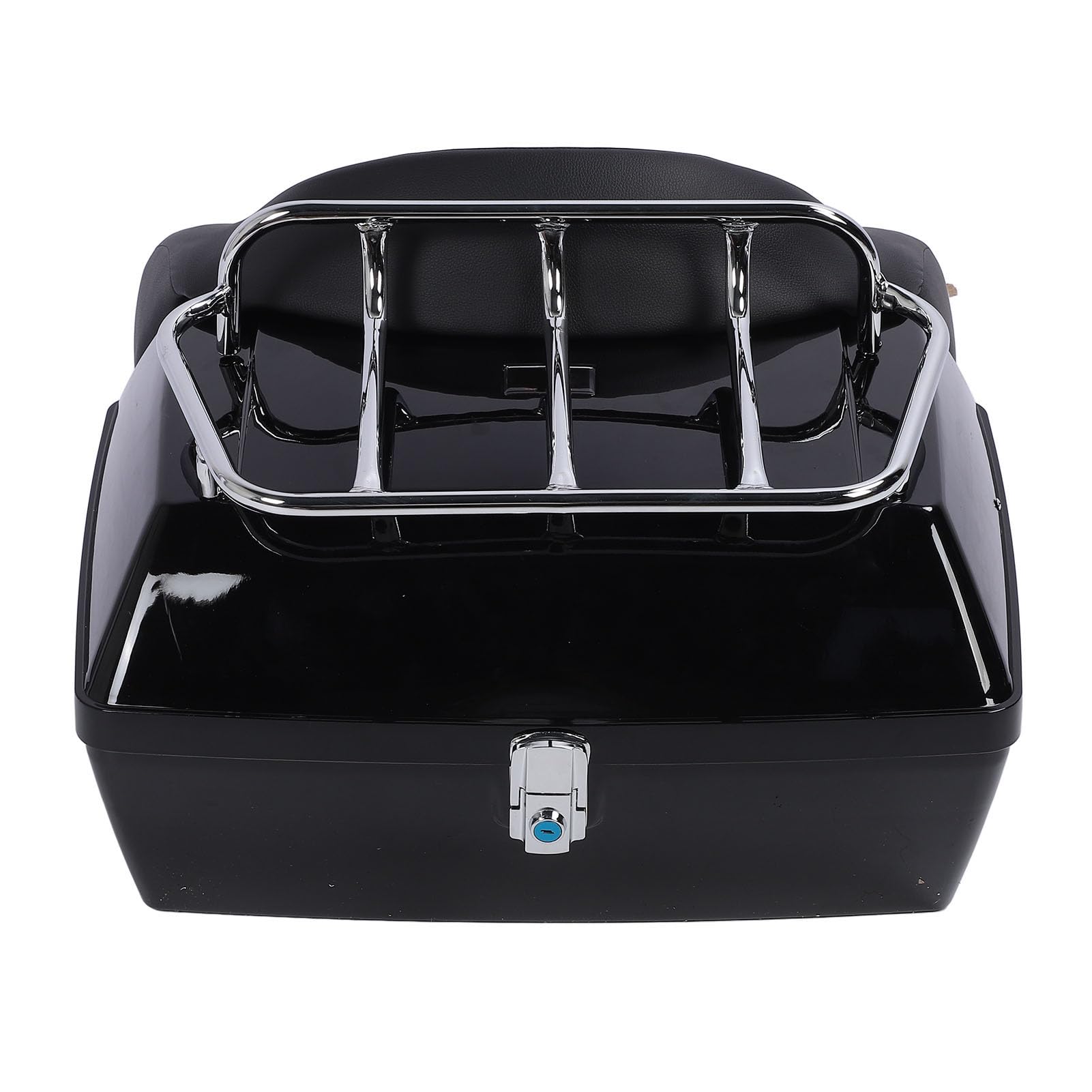 Estuche Trasero para Motocicleta de 48 L, Caja de Almacenamiento ABS con Cerradura integrada, Respaldo Acolchado y cojín ergonómico, Compatible con la mayoría de Motocicletas (Negro)