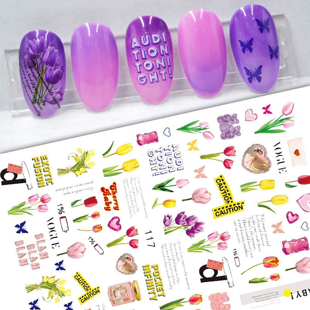 Nagelsticker Set – 7 Blätter Mit 3D Blumen Aufklebern Selbstklebend Für Sommer Nail Art, DIY Nageldesign