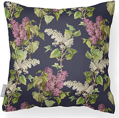 Izabela Peters® Luxury Designer Garden Outdoor Cushions | Waterproof, Filled & Breathable - Bird On Elderflower - Duck Egg - Perfect For Rattan Furniture, Chairs, Benches.