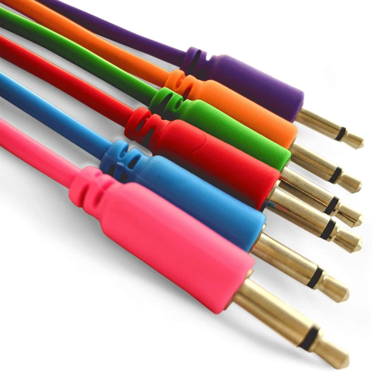 Eurorack Patch Leads. Pack of 6 Multi-Colored 3.5mm Mono Patch Cables (2 Foot)