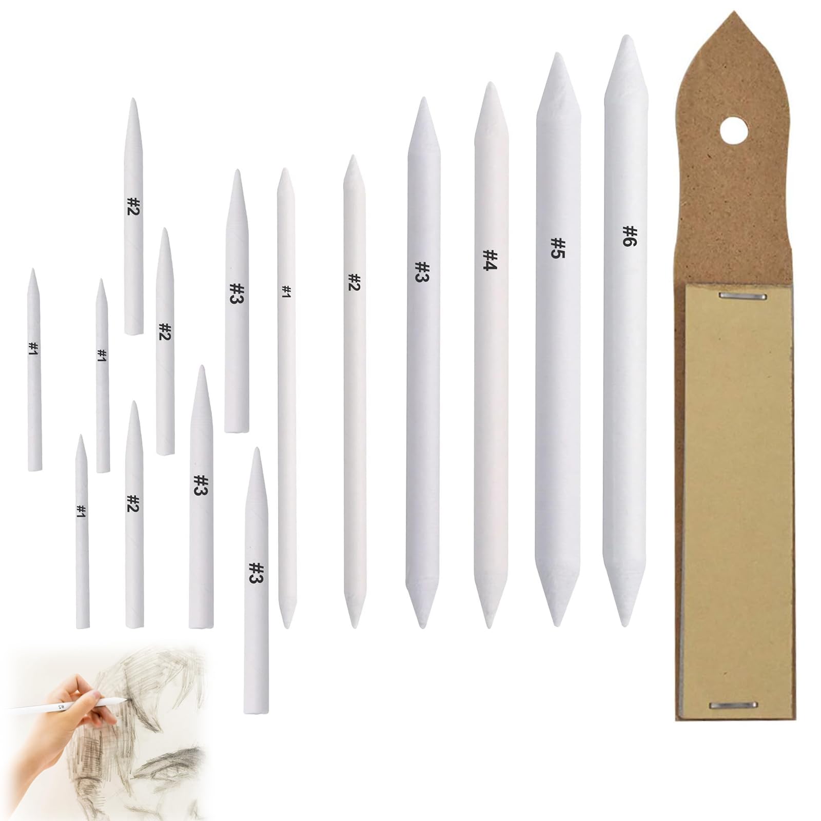 16 Pcs Blending Stumps and Tortillions, Sketch Drawing Set, Paper Art Blenders, Art Blending Pencils Tools, Art Blending Set for Drawing, Sketching, Artists