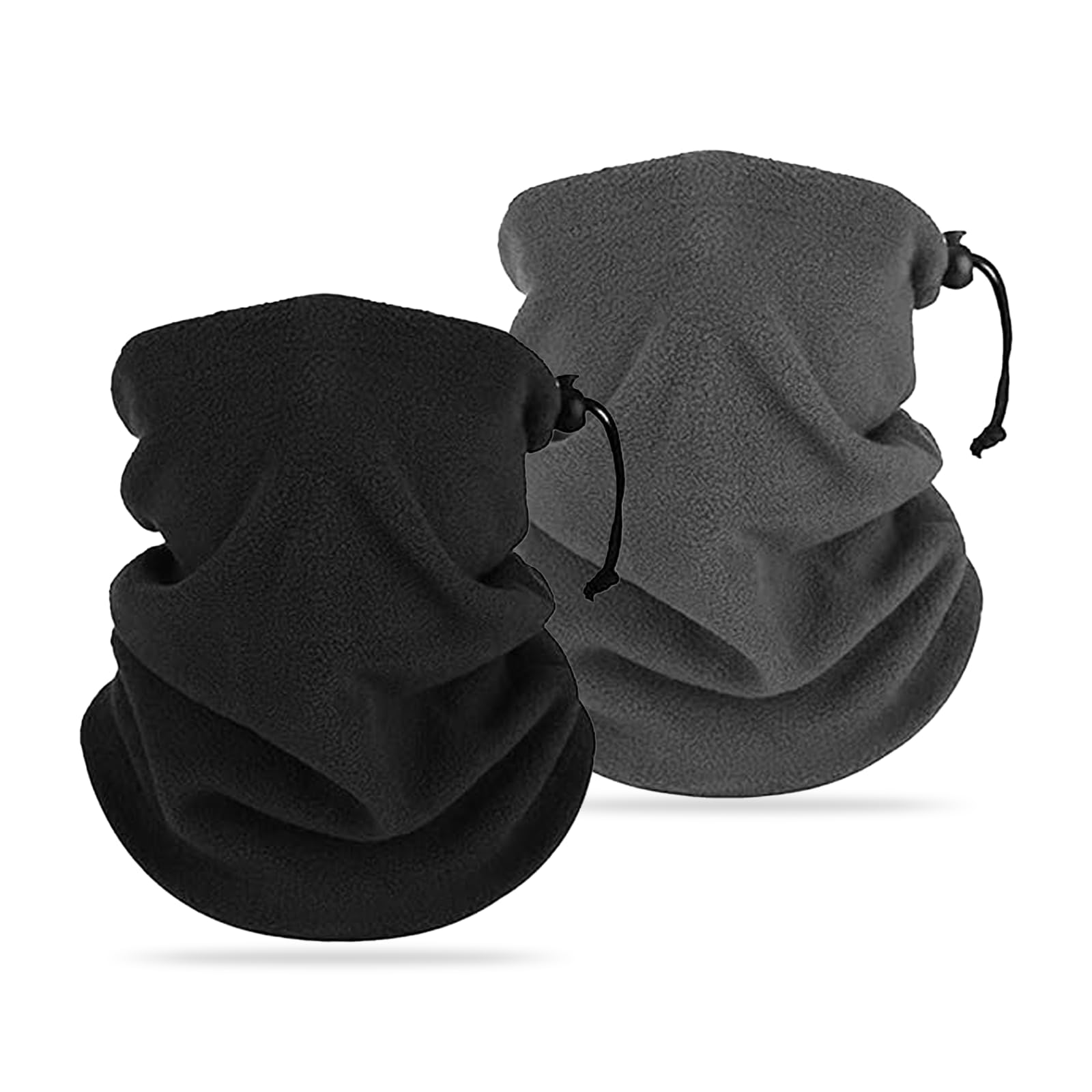 SEFIRST 2 Pcs Winter Neck Warmers Snoods for Men Women, Fleece Thermal Windproof Face Covering Neck Gaiters Face Scarf for Winter Outdoor Ski Snowboard Hiking Running Cycling (Black, Gray)