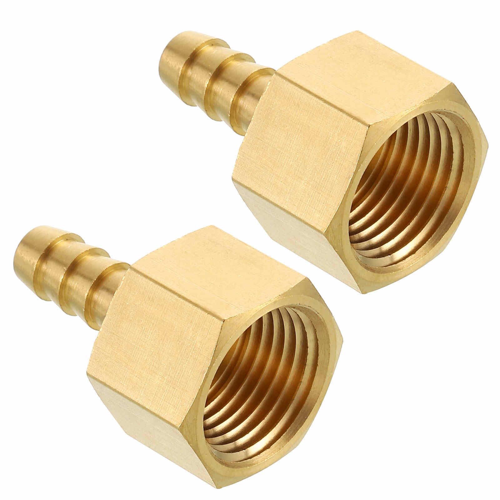 Kozelo Pack of 2 Brass Hose Barb Fittings Adapter Connector 5/16" Hose Barb to 1/2" NPT Female Fittings for Home Machines, Massage Bathtubs, and