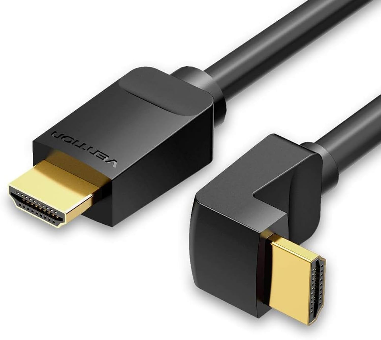 HDMI 2.0 4k Ultra HD 3D @60Hz Cable, Gold-Plated Connectors for Apple TV PS4 Splitter Video Audio (90 Degree, 1 Meter)