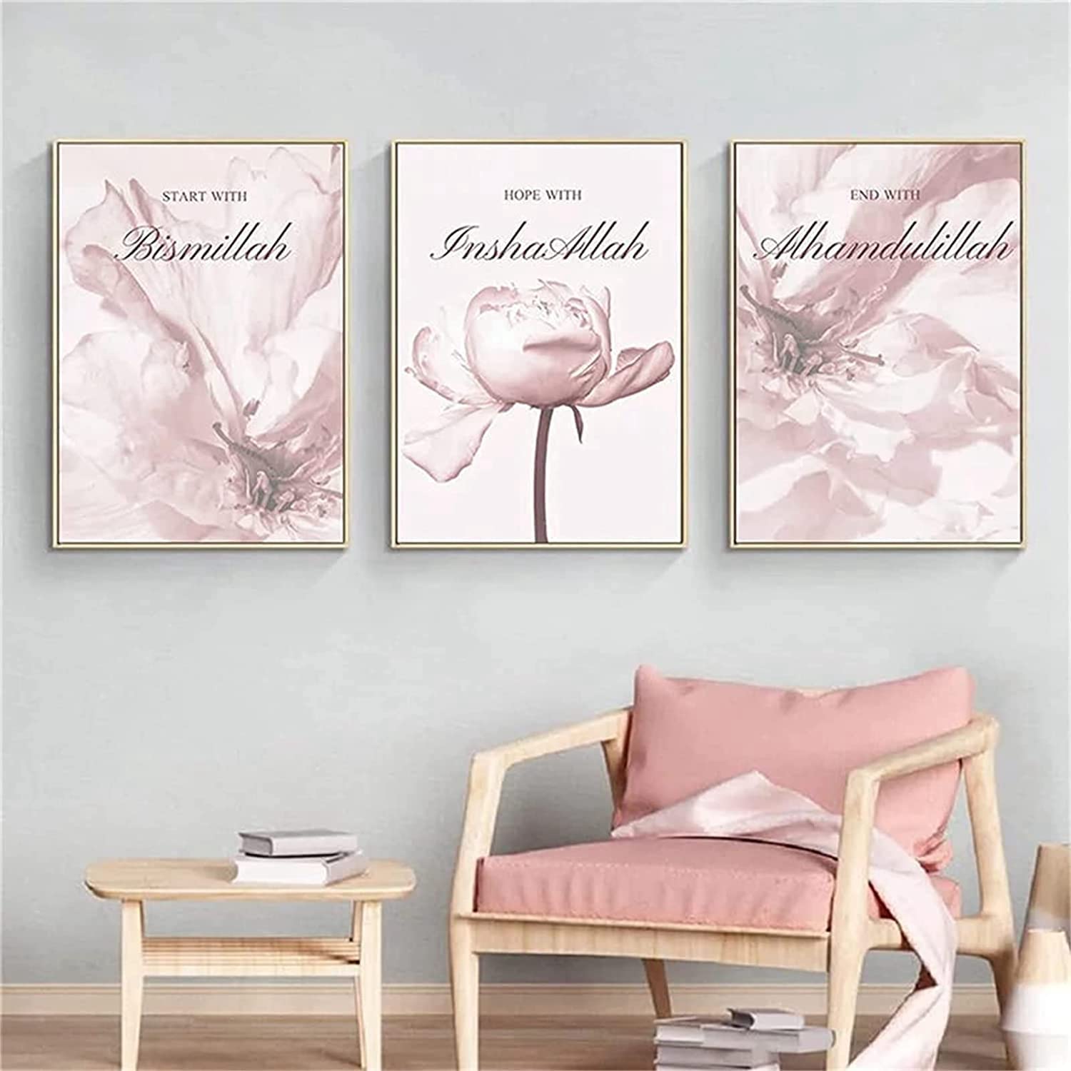 Islamic Art Wall Pictures - Muslim Wall Art - Modern Frameless Wall Art for Living Room (30 x 40 cm x 3), pictures-1, 30x40cm*3
