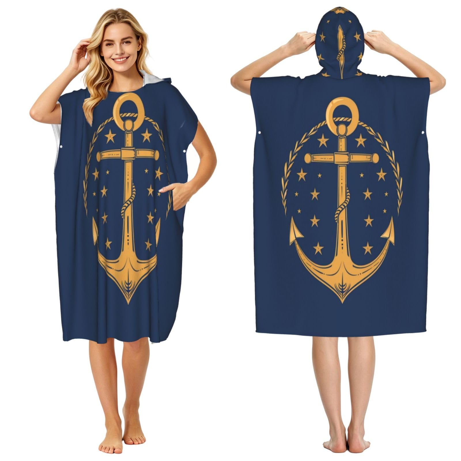 DTHKJNLSF Rhode Island Flag Adult Hooded Beach Poncho Towel