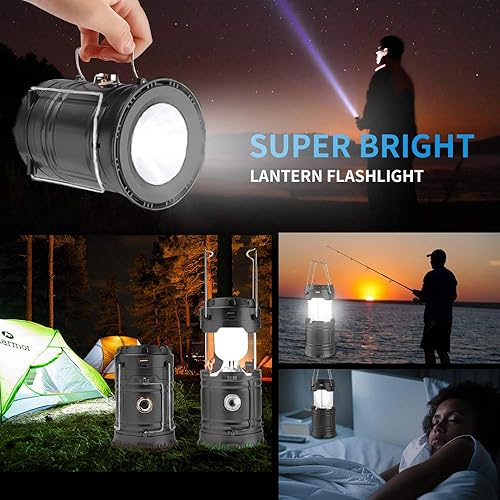 Miniatura 5 de Linterna LED para campamento, linterna solar y recargable, linterna plegable y portátil para uso diariocampamentosenderismopesca