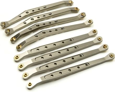 QUE-T 8 Pcs Aluminum Linkage Rod Arm Set/Upper and Lower Suspension Links Set of 8 for 1/10 Axial Wraith 90018 RC Truck Titanium, Type A