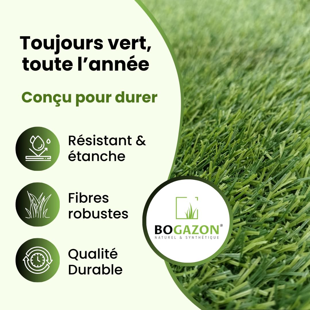 Gazon synthétique Supra 50 mm (1 m x 4 m) | Pelouse Premium | Décoration Maison | Résistant UV
