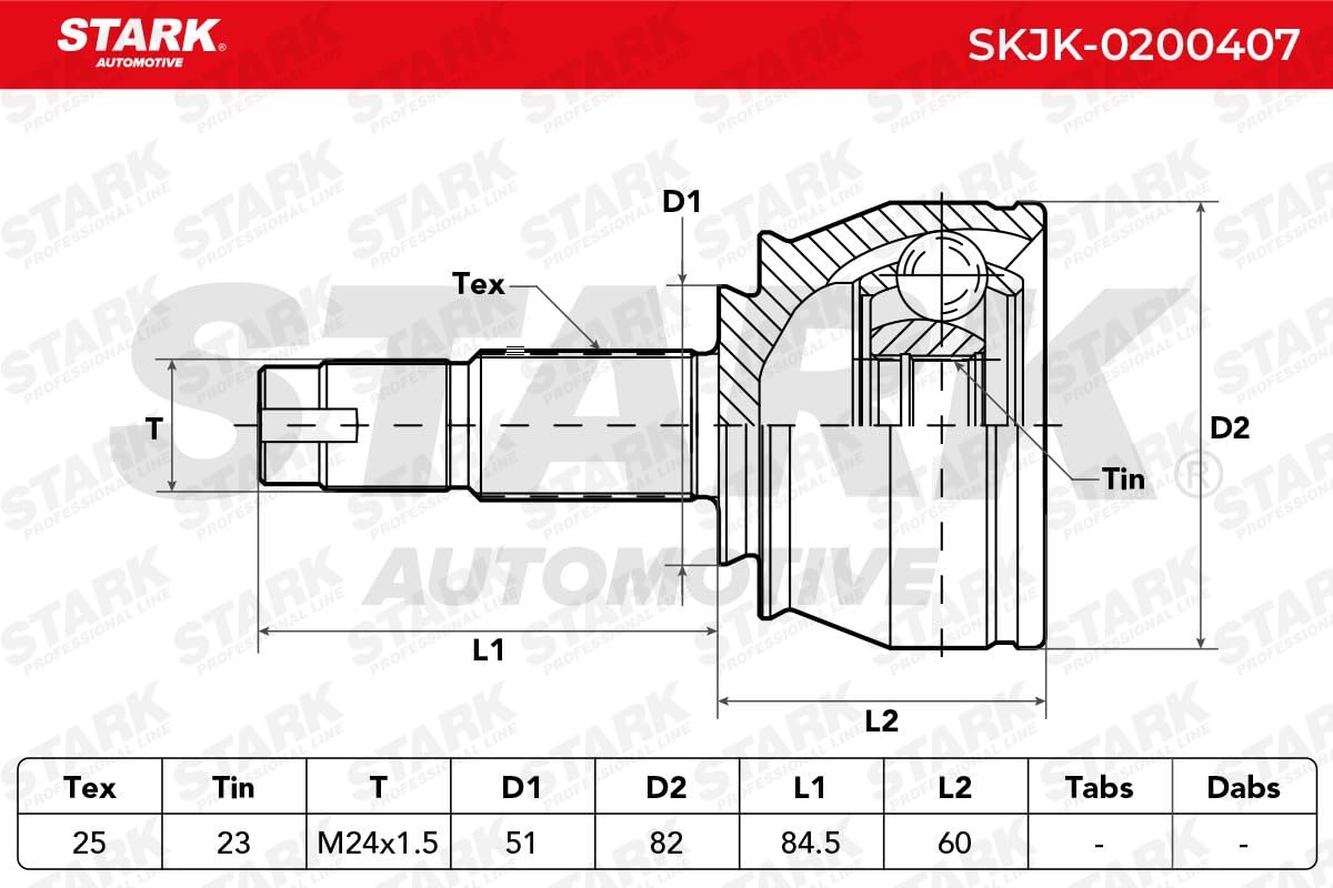 STARK Kit giunti Semiasse SKJK-0200407 lato ruota per VAUXHALL Adam (M13)