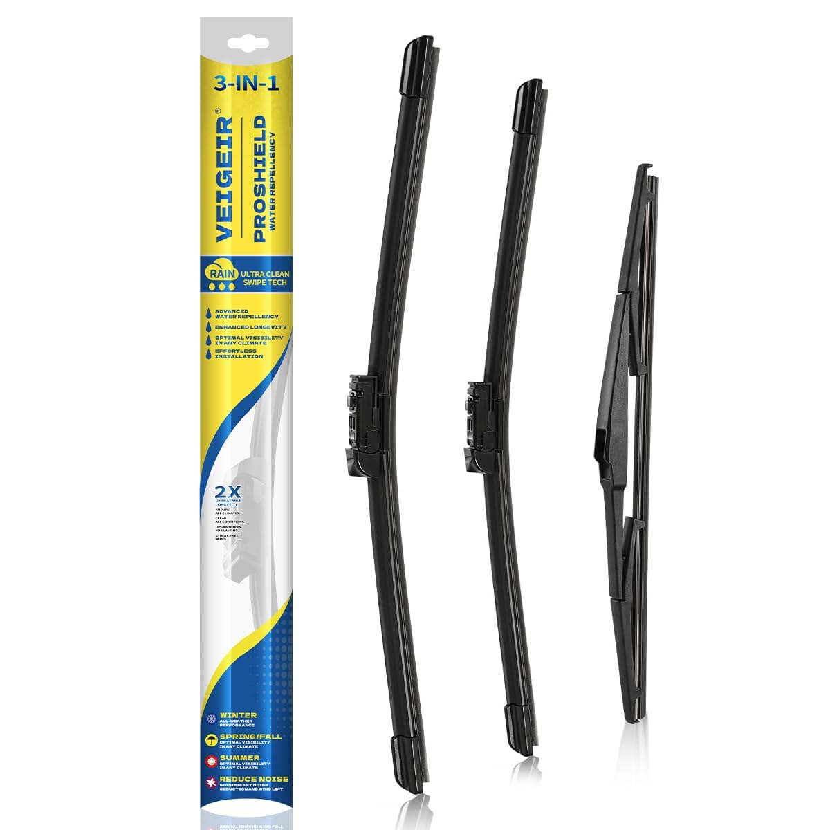 VEIGEIR 3-Pack Wiper Blades (26"/20"/16")