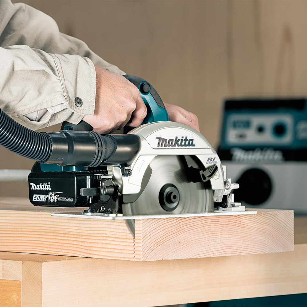 Makita DHS660RTJ Ręczna Piła Tarczowa Akumulatorowa 57 mm 18 V 5 Ah, 2 Akumulatory, Ładowarka w Kolorze Makpac
