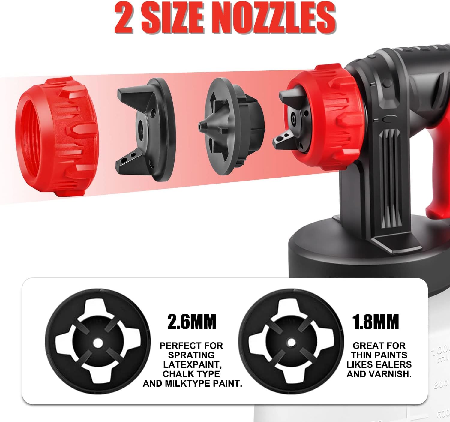 TOPEX 400W Handhold Electric Paint Sprayer Gun 1000ml High Power Portable Spray-Gun Kit Home Paint Spray Tool Painting Spray Tool for Car, Furniture, Cabinet, Fence, Painting