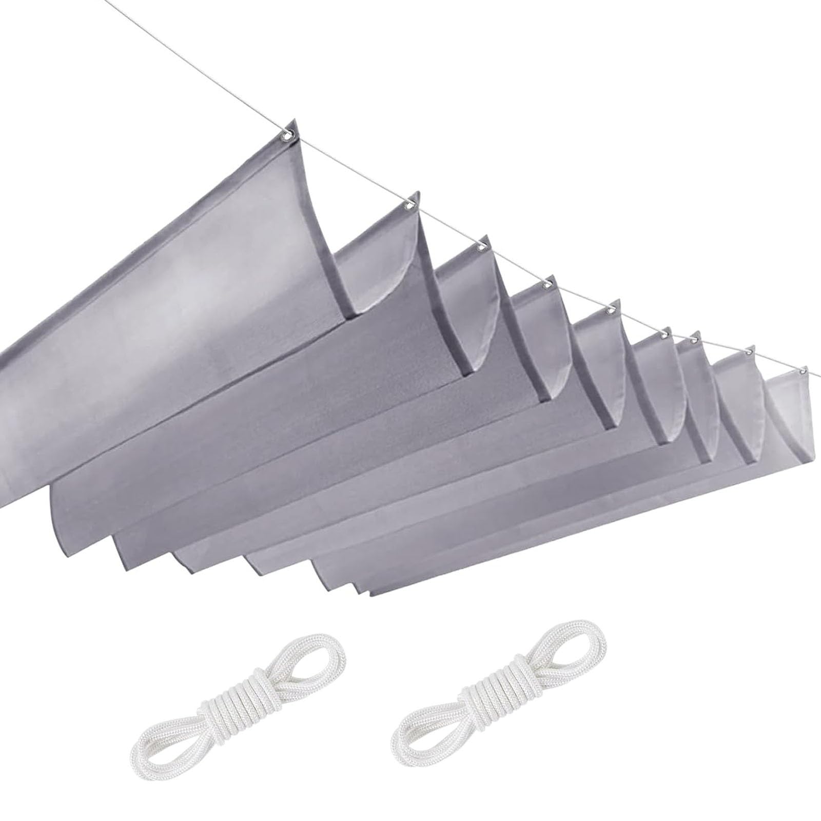 Voile d'ombrage vague rétractable 450x800 cm gris clair imperméable pour grand jardin terrasse