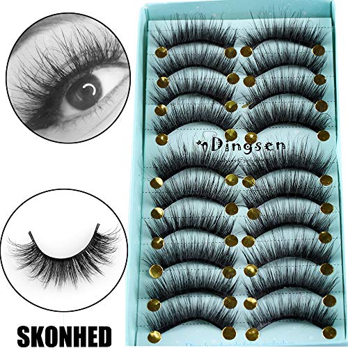 10 Pairs 3D Faux Mink Hair False Eyelashes Thick Long Fluffy Wispy Lashes Multilayer Flutter Lashes