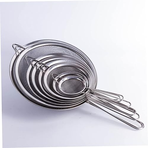 Miniatura 8 de PRETYZOOM Colador de malla de acero inoxidable, colador de tamiz de grano Twilled para tienda de té, harina de cocina, especias de azúcar, arroz,