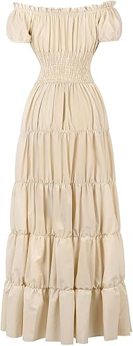 Vista 3 de Parlsdy - Vestido de campesina pirata renacentista para mujer, vestido largo irlandés bohemio, vestido medieval