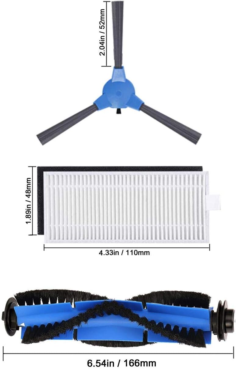 Replacement Parts Compatible with Eufy RoboVac 11S, RoboVac 30, RoboVac 30C, RoboVac 15C,RoboVac 12, RoboVac 35C Accessory Robotic Vacuum Cleaner Filters, Side Brushes,Rolling Brushes