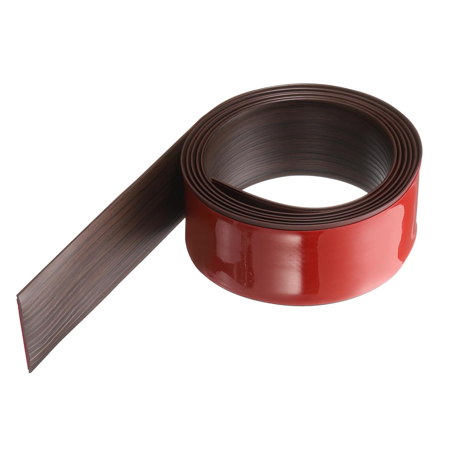 HARFINGTON Floor Transition Strip 2" 6.56ft Self-Adhesive Laminate Floor Strips Divider Floor Cover Strips Durable PVC Edging Trim for Uneven Floors Carpet Tiles Gaps, Dark Brown Wood Grain
