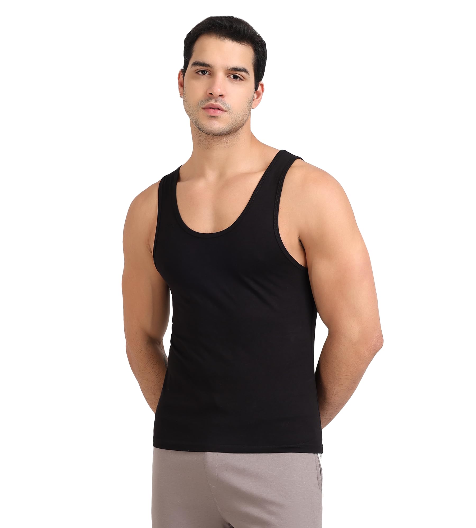 freecultr Cotton Vest for Men Sleeveless Lightweight Solid Round Neck Comfort Vest | Ultra-Soft Breathable Innerwear Sando for Gym, Sports, Workout, and Everyday Wear | Regular Fit and Durable Design-picture-11