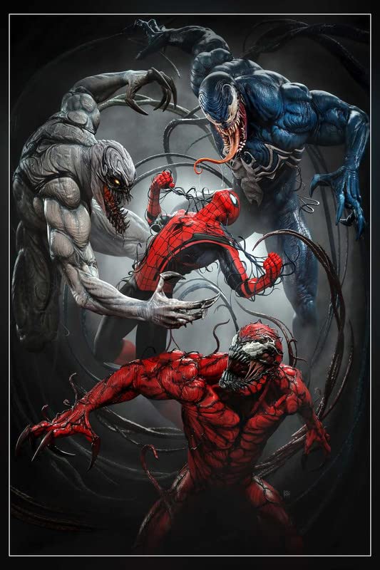 POSTERNEST Artwork Artstation Venom Spider Man Creature Superhero Carnage Symbiote Anti Venom Poster Matte Finish Paper Print Unframed 12 x18 Inch (Multicolor) - K488
