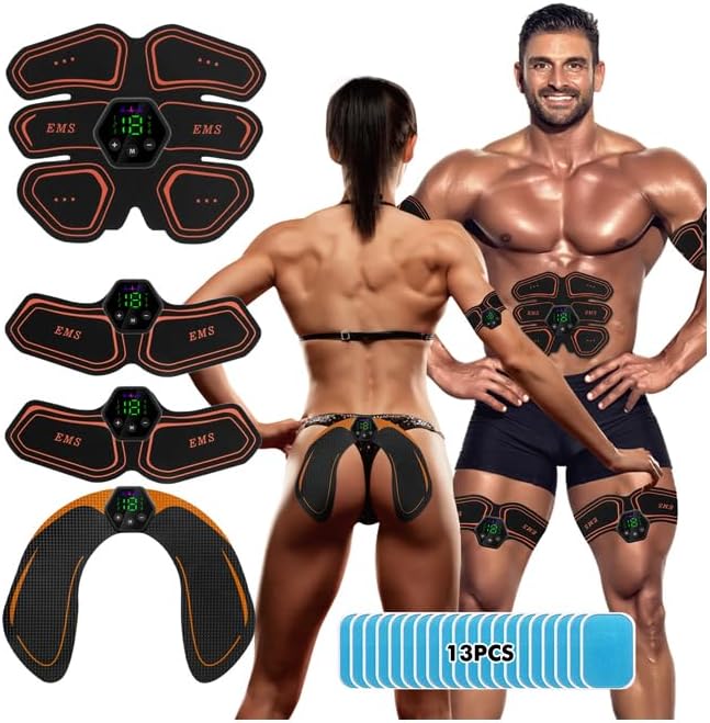 EMS Muscle Stimulator, ABS Trainer Muscle Stimulator, 6 Modes & 19 Intensities, Tactical X Abs Stimulator Full Body Ab/Arm/Hip Trainer for Men Women